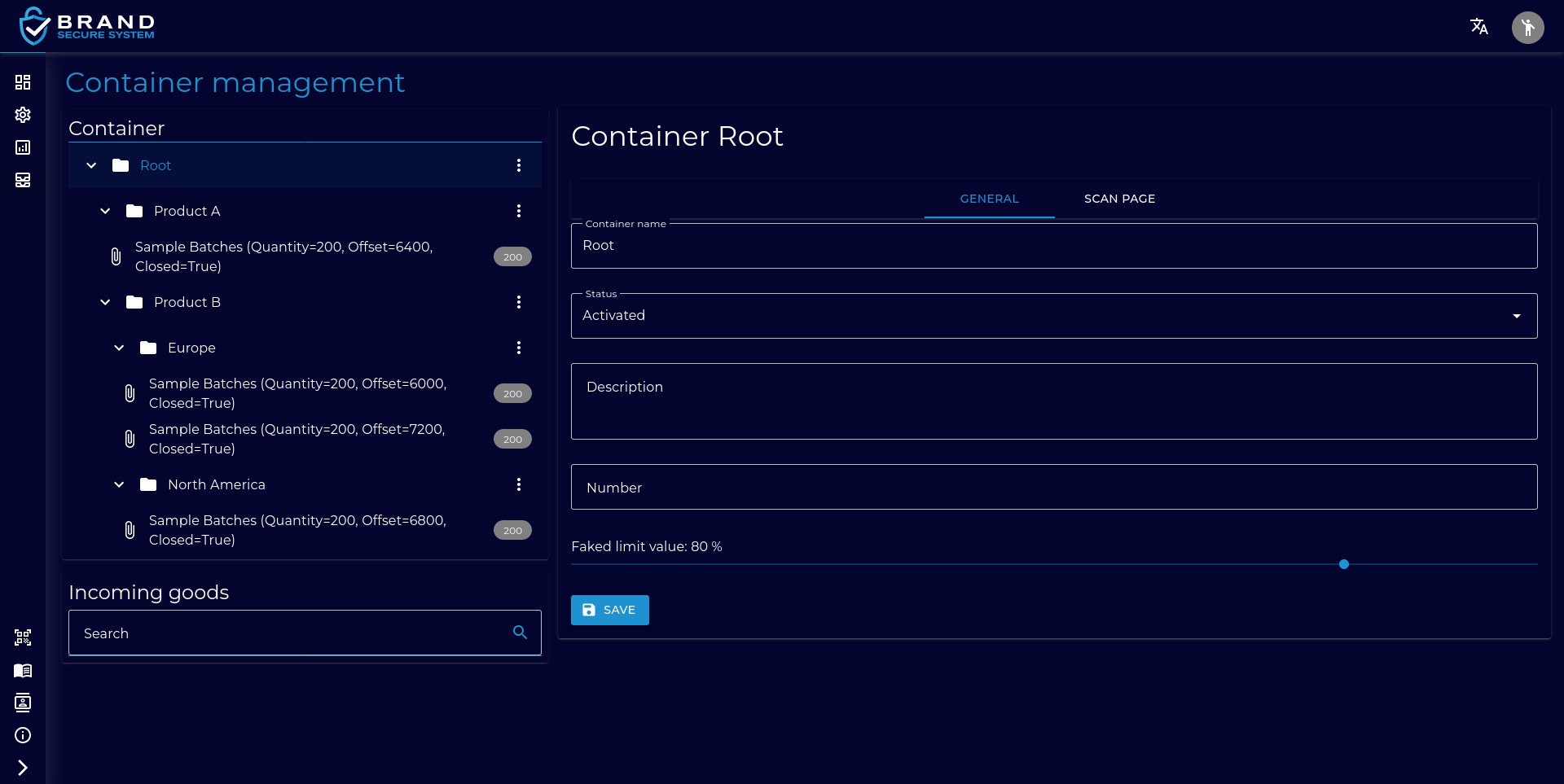 Container Management Page