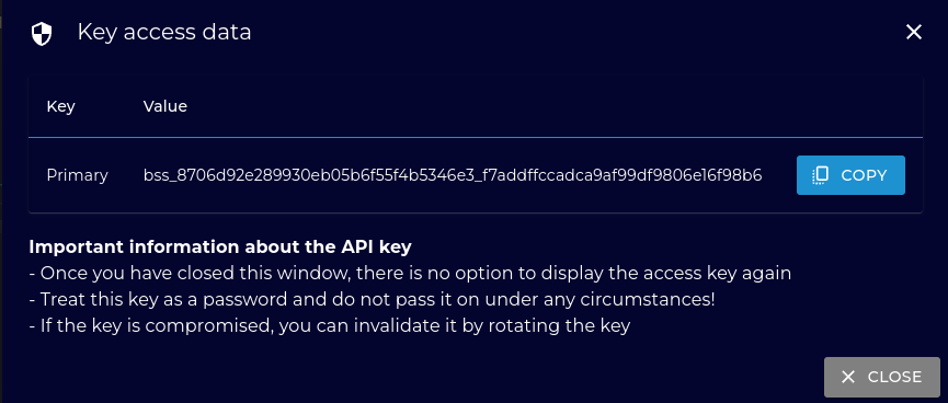 Api Key Set Overview Management Page